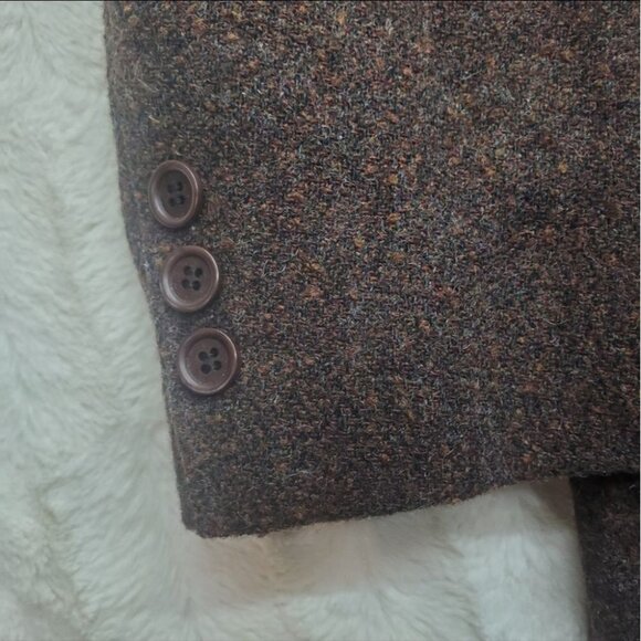 Vintage 90s Tip Top Mens Sport Coat Jacket Speckled Brown Orange Deep Pocket 40R - Picture 3 of 12